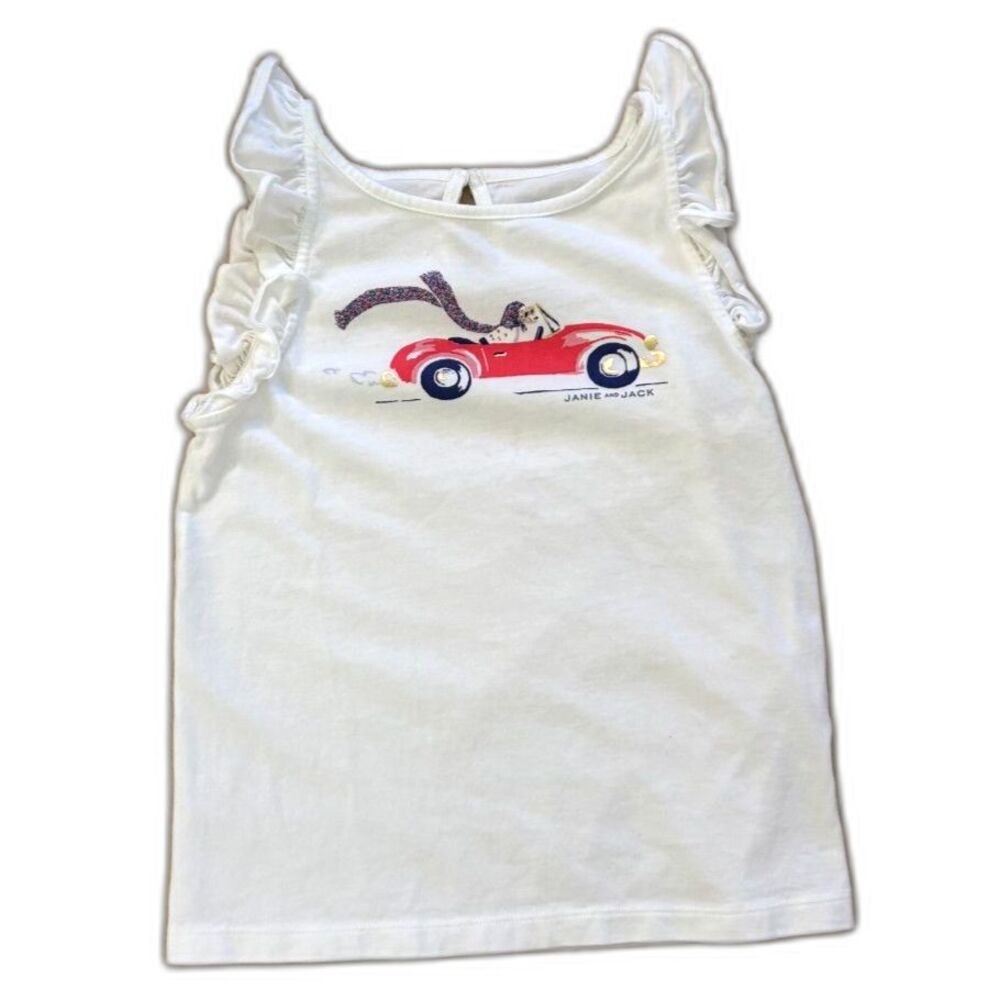 Janie and Jack Girls Size 8 Off White Dog Red Convertible Ruffle Tank Top